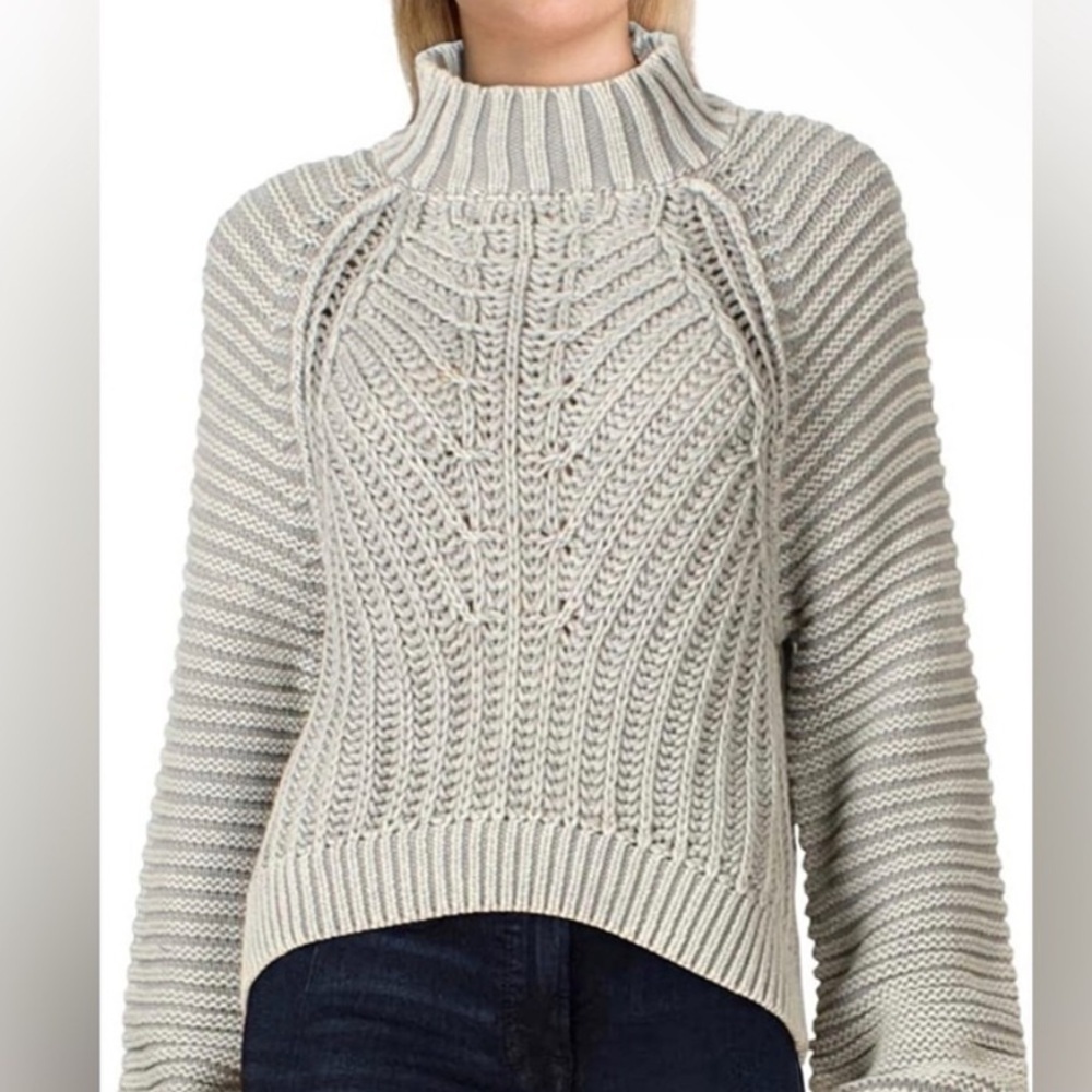 NWT Free People Sweetheart Sweater Sz.M knit Gray (Tungsten)